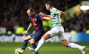 Le Barça d'Iniesta battu par le Celtic de Ledley, le 7 novembre 2012 à Glasgow