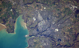 La baie de Saint-Brieuc photographiée depuis l'espace par Thomas Pesquet.