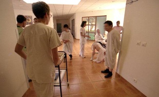 Service psychiatrie du Centre hospitalier Belair à Charleville-Mezieres (Ardennes), en juin 2005.