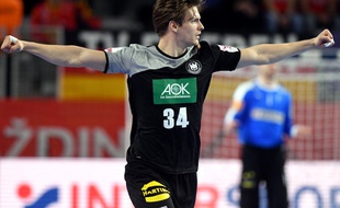 Rune Dahmke lors de Danemark-Allemagne à l'Euro de handball, le 21 janvier 2018.