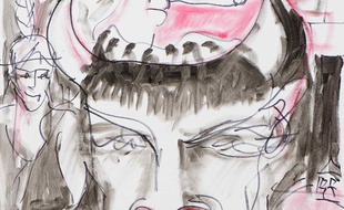 Autoportrait de Claude Nougaro réalisé en 1996.
