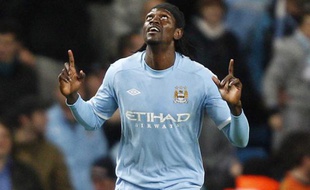 L'attaquant togolais de Manchester City Emmanuel Adebayor le 21 octobre 2010 face au Lech Poznan.