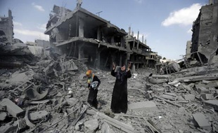 Le quartier de Beit Hanun totalement détruit après les bombardements israéliens, le 26 juillet 2014