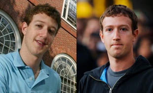 Mark Zuckerberg en 2004 et en 2013.