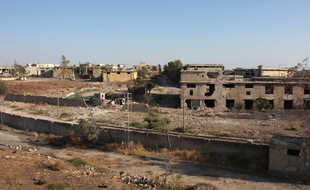 Photo prise le 8 octobre 2016 du quartier d'Awijah à Alep, en Syrie.