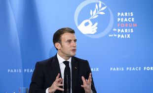 Emmanuel Macron lors du Forum pour la paix, à Paris le 12 novembre 2020.