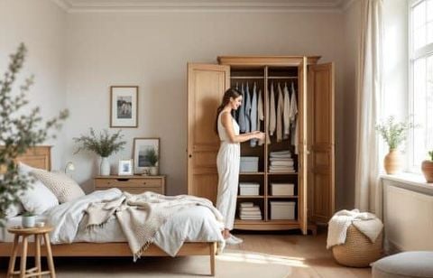 Votre chambre manque de rangement ? L’armoire HALMSTAD en chêne chaud est à -50 % chez JYSK, aujourd’hui à 200 € (au lieu de 399 €)
