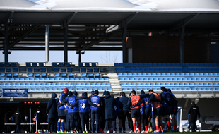 Le XV de France à l'entraînement à Marcoussis.