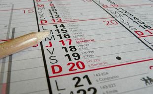 Les jours fériés dans un calendrier.