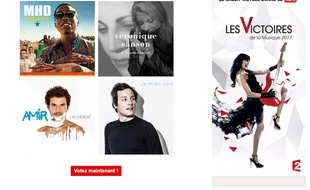 Capture d'écran de la page Web permettant de voter pour la Victoire de la chanson originale de l'année.