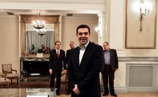 Le nouveau chef du gouvernement grec de gauche radicale Alexis Tsipras, le 26 janvier 2015 au palais présidentiel d'Athènes