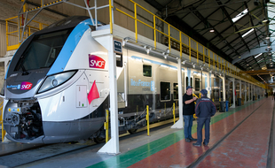 Une nouvelle rame de train Omnéo-Bombardier, censée desservir les lignes reliant Paris à la Normandie. (illustration)
