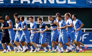 Le groupe France presque au complet s'entraine à Clairefontaine, le 24 mai 2012.