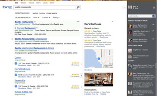 Le nouveau look du moteur de recherche de Microsoft, Bing, dévoilé le 10 mai 2012.