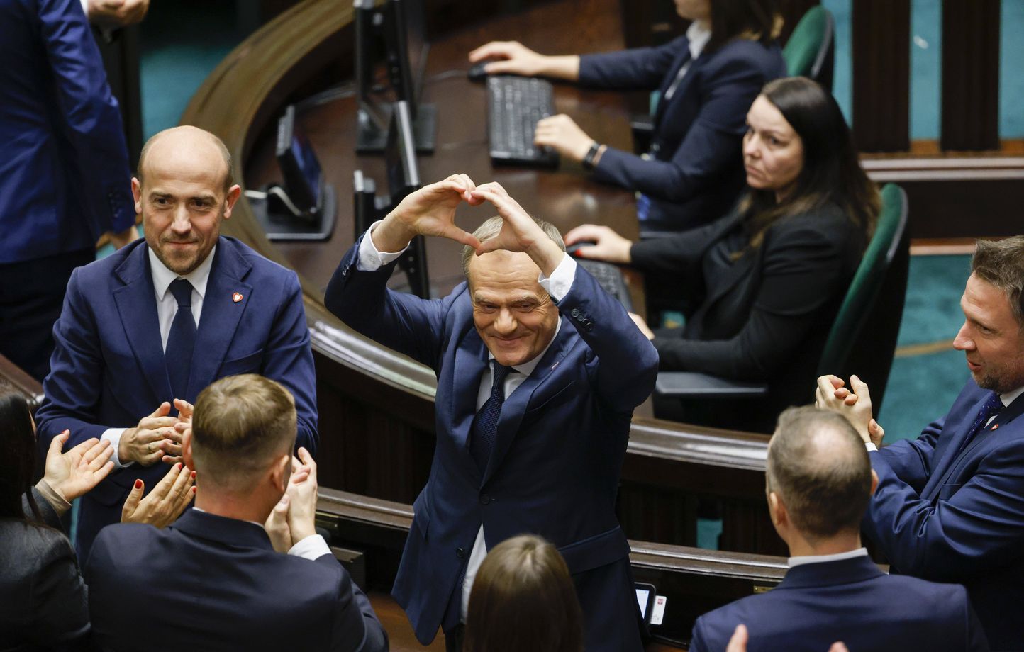 Donald Tusk lors de son élection au poste de Premier ministre polonais par la Diète, à Varsovie le 11 décembre 2023.