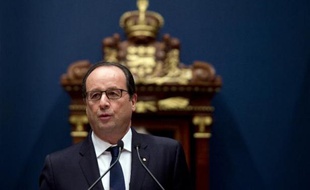 Le président français François Hollande à Québec au Canada, le 4 novembre 2014