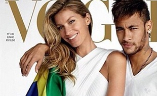 Capture d'écran de la couverture de Vogue Brésil avec Gisele Bundchen et Neymar