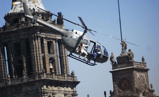Une scène du dernier James Bond tournée à Mexico, le 30 mars 2015.