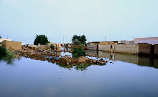 Des maisons inondées par le Nil à Khartoum, en septembre 2020 au Soudan.
