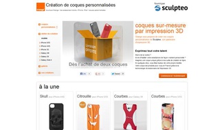 Page d'accueil de l'option Sculpteo sur le site d'Orange