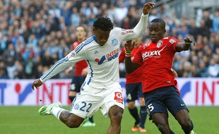 Michy Batshuayi le 21 décembre 2014 contre Lille au stade Vélodrome.