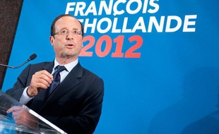 Le 4 janvier 2012 à Pessac, conférence de presse de François Hollande.