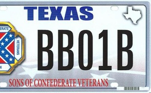 Photo fournie le 23 mars 2015 par le Département des immatriculations du Texas montrant une plaque avec le drapeau confédéré
