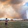 Incendie ravageur dans l'Aude vue depuis la plage des Chalets à Gruissan
