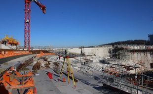 Vue intérieure du chantier de la Bordeaux Métropole Arena, à Floirac