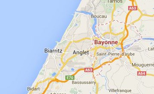 Google map de Bayonne (Pyrénées-Atlantiques).