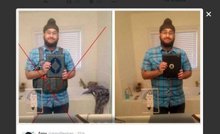 Message posté le 15 novembre 2015 sur Twitter à propos d'un pseudo-djihadiste victime d'un photomontage.