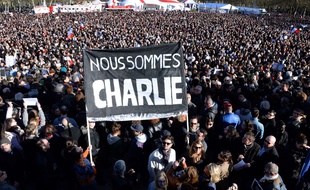 La foule place de la République lors de la marche républicaine du 11 janvier 2015. AFP PHOTO / JEAN PIERRE MULLER