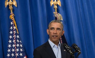 Barack Obama le 20 aout 2014 à Martha Vineyard's lors d'une déclaration sur l'Irak