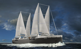 Image de synthèse du cargo voilier commandé par Neoline.