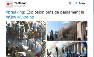Des images de l'explosion devant le Parlement ukrainien, le 31 août 2015.