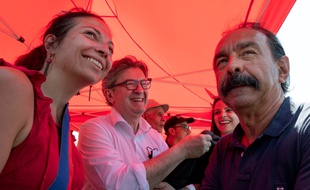 Jean-Luc Mélenchon et Philippe Martinez, à Gerzat, le 25 juin 2020.