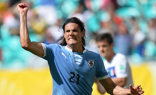 Edinson Cavani, le nouvel attaquant du PSG, lors d'un match de l'Uruguay au brésil, le 30 juin 2013.