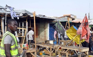 Le marché de Maiduguru au Nigeria le 10 mars 2015, après un attentat suicide