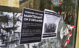 Lille, le 23 novembre 2014 - Affiches placardées lors d'une manifestation contre "les violences policières" à la suite de la mort de Rémi Fraisse, dans le Tarn.
