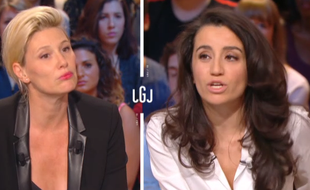 Lydia Guirous (à dr.), porte-parole du parti Les Républicains, était l'invitée du «Grand Journal» présenté par Maïtena Biraben (à g.), le 8 octobre 2015.