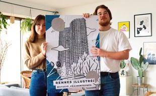 Romane Guyomard et Benjamin Rolland ont réalisé des affiches de l'architecture de Rennes.