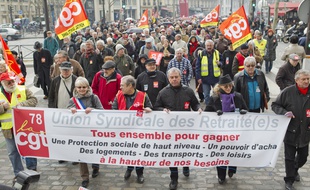 Paris le 28 mars 2013. Manifestation des retraites contre le systeme de revalorisations des retraites complementaires ARRCO/AGIRC.