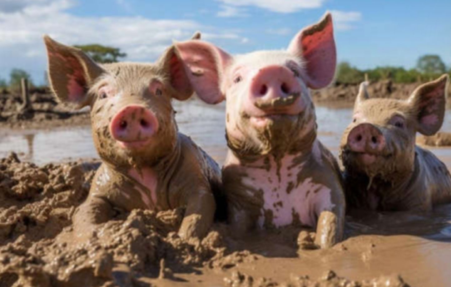 De jeunes cochons dans la boue.