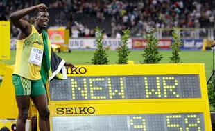 Usain Bolt après son record du monde à Berlin, le 16 août 2009.