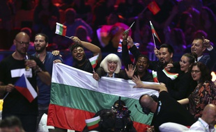 La délégation bulgare dans la «green room» de l'Eurovision, à Lisbonne, le 8 mai 2018.