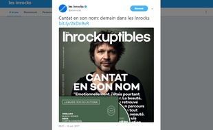 La Une des «Inrocks» consacrée à Bertrand Cantat ce mercredi