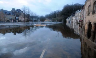 La ville de Quimperlé, dans le Finistère, a subi des inondations. Le 3 janvier 2014.