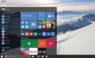 Le nouveau bureau de Windows 10, dévoilé le 21 janvier 2015.
