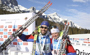 Marie Dorin et Martin Fourcade, en 2016