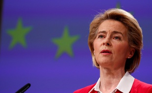 La présidente de la Commission européenne Ursula von der Leyen, le 2 avril 2020 à Bruxelles.